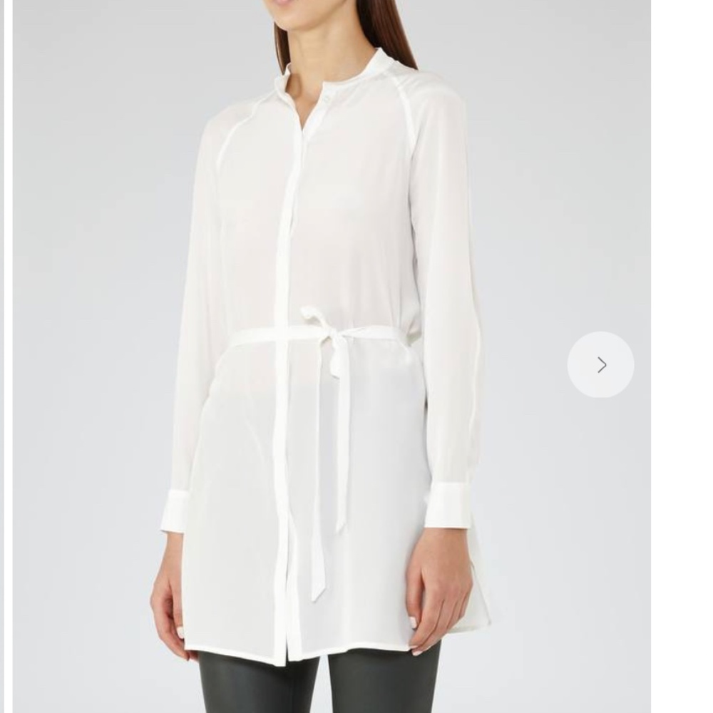 Reiss Longline Shirt in 100% Silk, Size 2